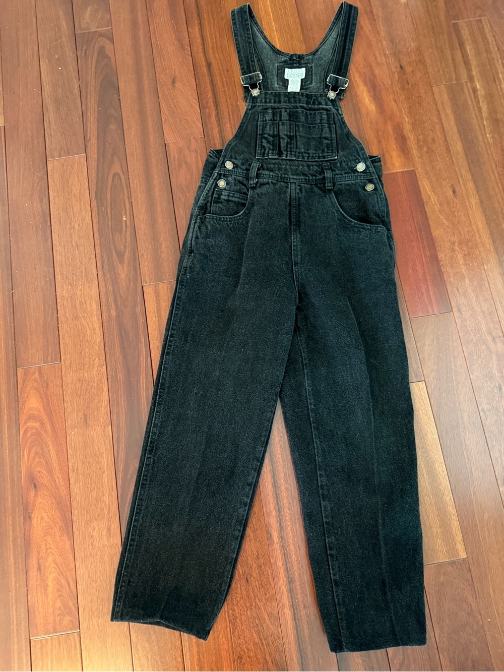 RARE Vtg 90s Moda INTL XS London Jean Stone Wash Black Bib Overalls USA Y2K